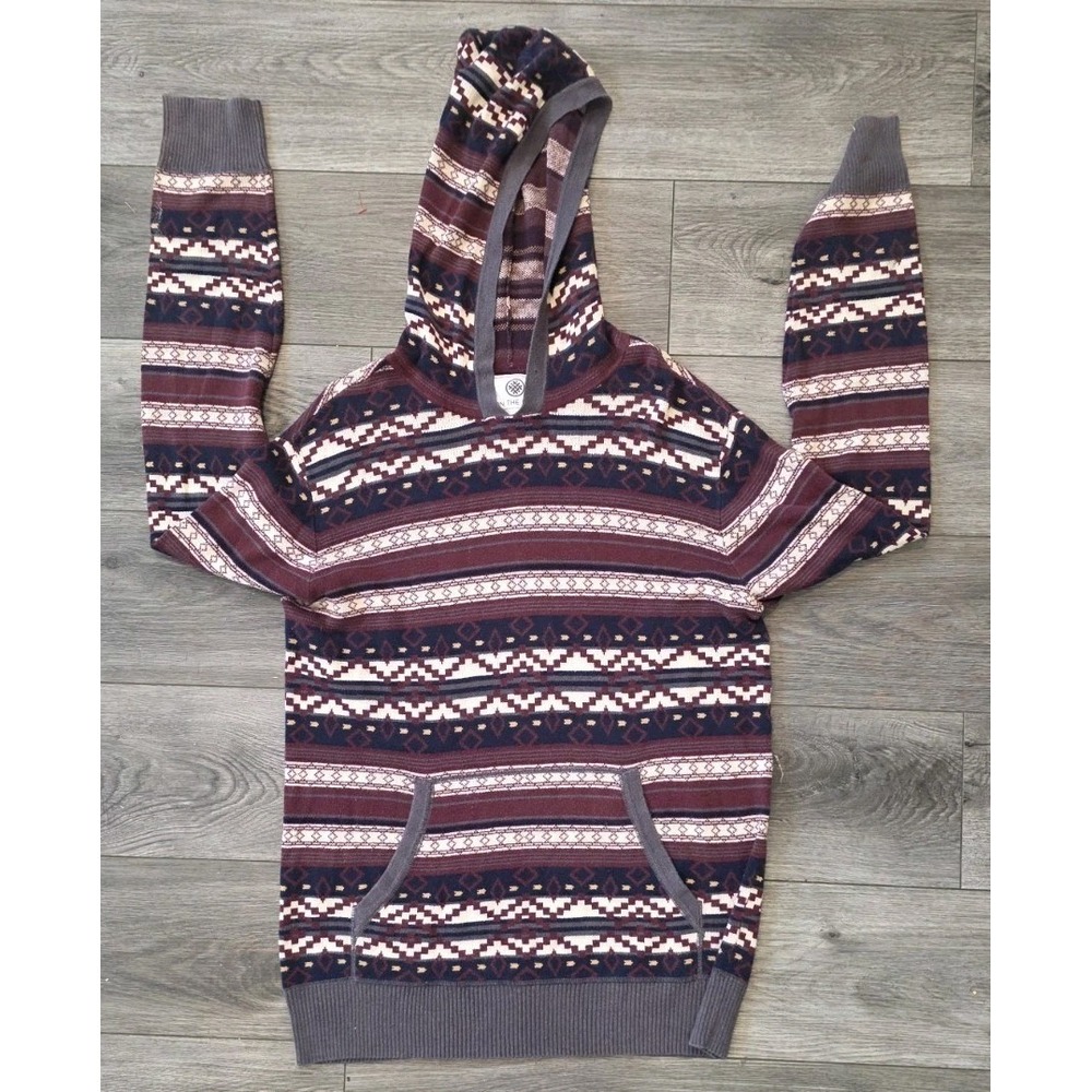 On The Byass L Mens Hoodie Aztec Tribal Print  Missing Drawstring Outdoor Hiking